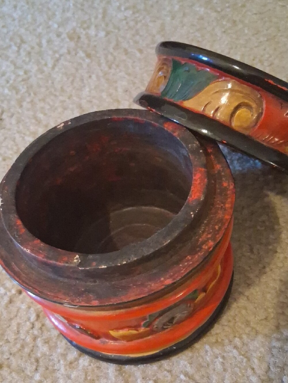 Hand-Painted Round Decorative Trinket Box - Vintage - Picture 3 of 8